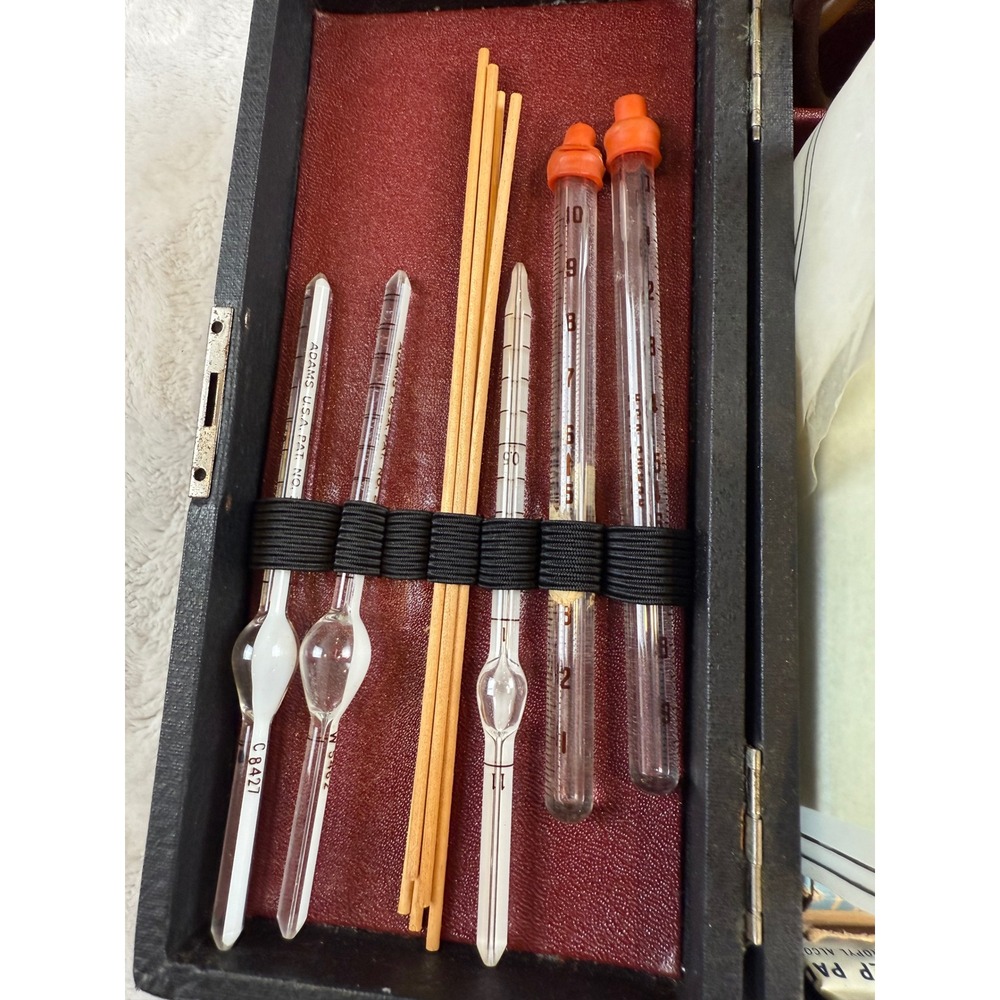 Vintage Clay Adams Sahli-Adams Medical Kit Glass Pipettes Gauze Case Collectible - Picture 4 of 12
